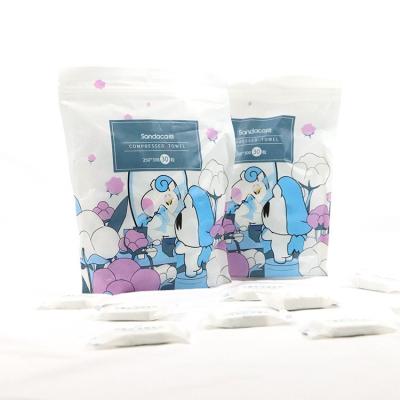 China Compressed Hotel Travel Cosmetics Application OEM/ODM Disposable Square Compressed Facial Towel Coins Tissue for sale