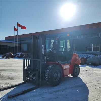 China Construction material shops 4WD 3ton 3.5 ton 3000kg 3500kg forklift style diesel forklift for sale