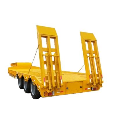 China The truck trailer the hot selling model of 2022 is a triaxial flat low transport semi-trailer with rigidity and strength for sale