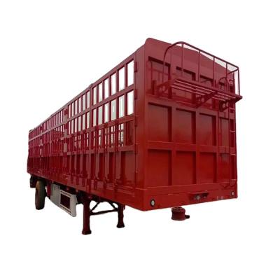 China Low Price 3 Axle 40 Ft High Steel Barrier Trailer Barrier Service Post Barrier Transport Cargo Semi Trailer for sale