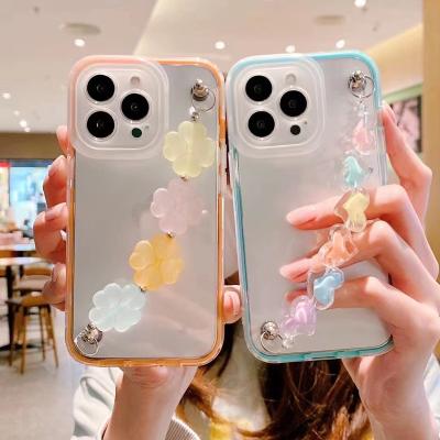 China Fashion Shockproof Girls Phone Cover Case Love Heart Bracelet Crystal Clear Chain For Oppo F9 Case for sale