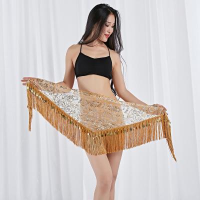 China Dresses Spot Waist Scarf Bellydance Hip Scarf Belly Dance Glitter Fringed Waist Scarf Wholesale for sale