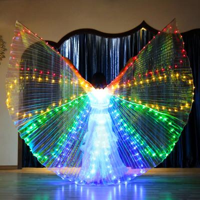 China TOP Wings LED BUTTERFLY FLY Belly Dance Isis Wings Rainbow LED Wings for Performance Dance Telescopic Sticks for sale