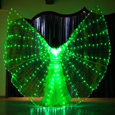 China Wings Wholesale LED Isis Wings Top Belly Dance LED Wings in Single Colors for Women Ladies Telescopic Sticks for sale