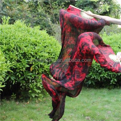 China Fan Silk Veils Belly Dancing Silk Fans, Belly Dance Nice Tie Dyed Fan Silk Veils, 1.8*0.9M, BLACK/RED Tie Dyed High Quality for sale