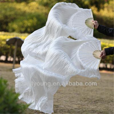 China Silk fan veils billow dance 100% real silk fan veils, 1.8M long, silk veils, WHITE for sale