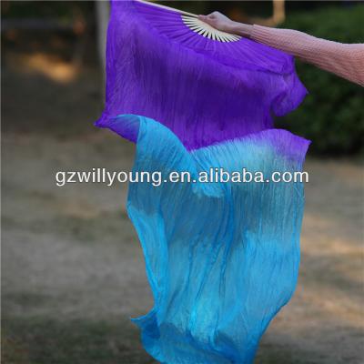 China Silk Veils 2PCS (1L+1R), 150CM, 100% China Belly Dance Natural Silk Fan Veils, Purple/Turquoise Fan Veils for sale