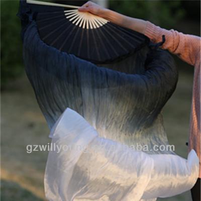 China Silk veils 1PAIR (Left+Right), 2COLORS, 100% pure silk belly dance fan veils, fan size 1.5*0.9M, BLACK/WHITE for sale