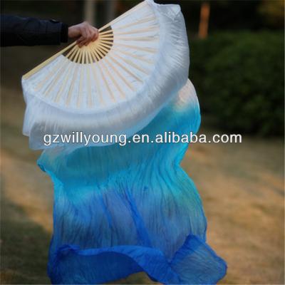 China Silk fan veil real silk fan veils, pure silk material, 180*90CM, WHITE/TURQUOISE/BLUE, belly dance fans for sale