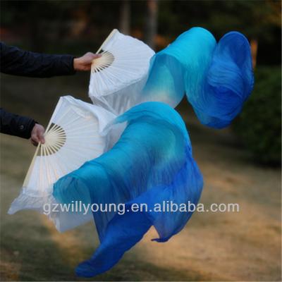 China Fan silk veils billow real silk dance fan veils, pure silk material, 180*90CM, WHITE/TURQUOISE/BLUE for sale