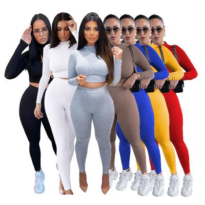 China Hot Sale 2022 Nylon/Cotton Long Sleeve Leggings Jogging Women Clothing Tracksuit Yoga Fitness Set Hot Tight Two-Piece Suit For Women for sale