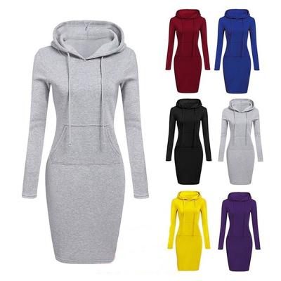 China QUICK DRY Custom Tricolor Hooded Pocket Logo Logo Long Sleeve Dress for sale