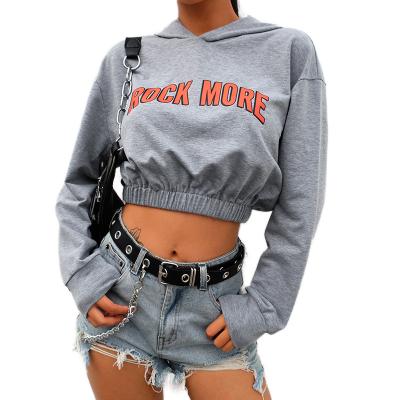 China 2022 new fashion trend QUICK DRY letters short hooded casual women's crop top sports hoodie for sale