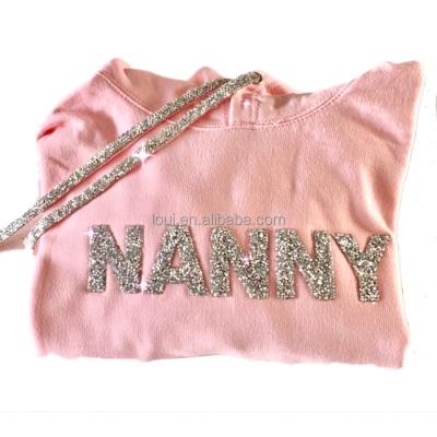 China custom designer embossed rhinestone hoodie high quality dropshipping unisex women's anti-wrinkle RUYI clothing hoodies for sale