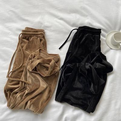 China RUYI Anti-wrinkle High Waist Wide Leg Pants Brown Unisex Ladies Wide Leg Pants for sale