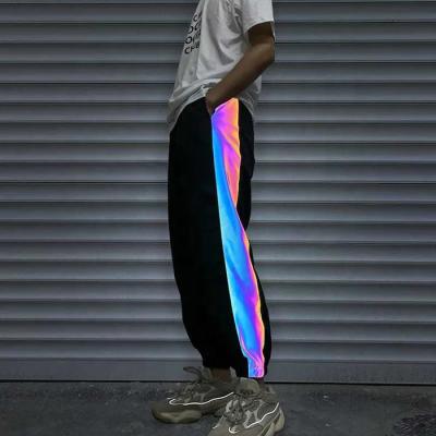 China Rainbow Unisex Single Reflective Side Sweatpants Anti-Wrinkle Stripe Pants Pantyhose for sale