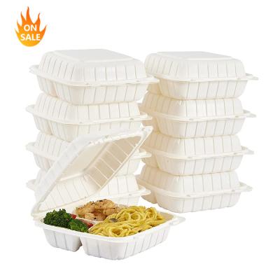 China Sugarcane Clamshell Bagasse Food Container Biodegradable Biodegradable Disposable for sale