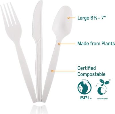 China Eco-Friendly Compostable Disposable Biodegradable Compostable Tea Spoon Fork PLA Cutlery Set PLA Tableware for sale