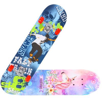 China New 80's Youth Skateboard Double Tilt Maple Kids Scooter Four Wheel Young Adult Beginners Cartoon for sale