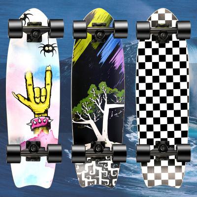 China 27 Inch Street Surfboard 68*20CM Big Fish Board Skateboard Kids Maple Factory Single Cool Northeast Four-Wheel Rocker Adult Single Factory Direct Supplement for sale