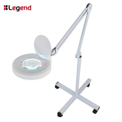 China 4 Wheels Portable Professional Floor Stand Beauty Cosmetic 5* LED Face Enlargement Lamp With Magnifier Light for sale