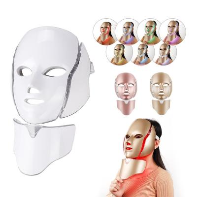 China Anti Whitening Pigment Removal Acne Therapy 7 Colors LED Beauty Facial Mask With Neck Skin Rejuvenation Face Care Treatment Machine for sale