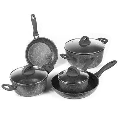 China Sustainable Cooking Nonstick Cookware Set 8 Piece Cast Iron Camping Cookware Sets for sale