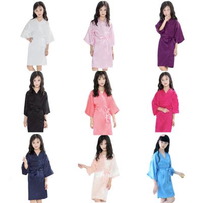 China Hot Selling Wholesale Thermal Long Robe Solid Color Spa Bathrobe Kids Simple Satin For Girls for sale