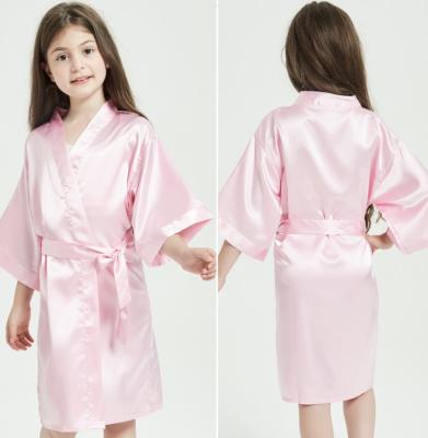 China Wholesale Solid Color Thermal Silk Maxi Dresses Kids Satin Spa Long Robes For Kids for sale