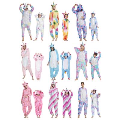 China Wholesale and Kids Cartoon Cute Pijamas Kigurumi Mama Jumpsuit Animal Flannel Fleece Onesie Black Pajamas For Home Use for sale