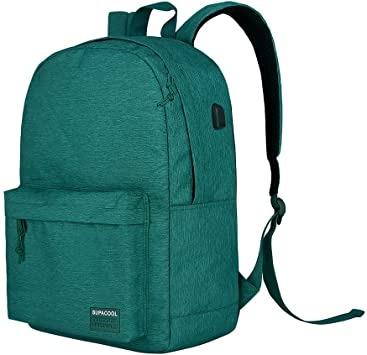 China With USB Lightweight Casual Laptop Backpack with USB Charging Port for Women Men, High Quality School Bookbag (Green) for sale