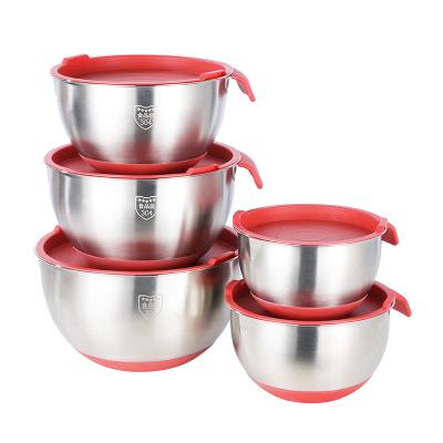 China Viable Wholesale Home Salad Bowl Metal Stainless Steel Stackable Mixing Bowl Set For Kitchen for sale