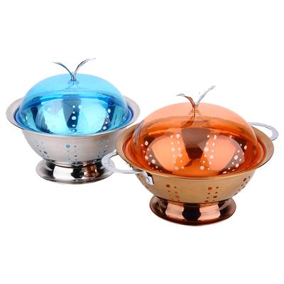 China New Sustainable Storage Candy Storage Metal Stainless Steel Fruit Basket With Lid for sale