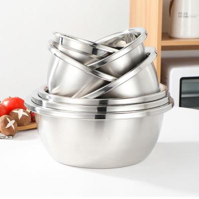 China Sustainable Factory Kitchen Cooking Stainless Steel Metal Fruit Vegetable Salad Deep Mixing Bowl Set For Cooking for sale