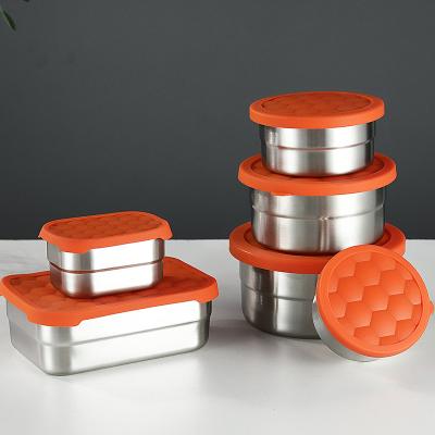 China Freshness Preservation Custom Round Kids Airtight Metal Lunch Box Stainless Steel Food Storage Containers With Lids for sale