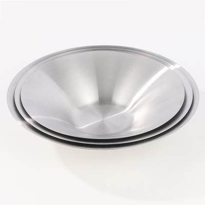 China Viable High Quality Korean Stainless Steel Metal Restaurant Noodle Salad Bowl Tableware Pasta Dish for sale