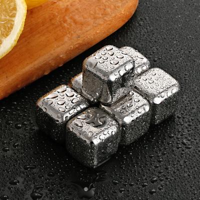 China Amazon Hot Sale Eco-Friendly Reusable Square Metal Ice Cubes Stainless Steel Whiskey Cooling Stones for sale