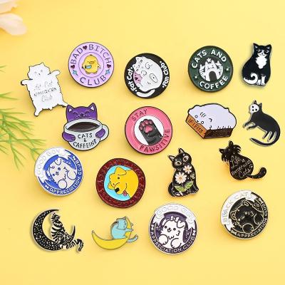 China Custom animal club badge brooch cartoon fabric decoration cute cat factory direct sale alloy badge brooch pin for sale