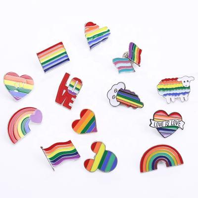 China New Rainbow Brooch Rainbow Bridge Love Brooch Cloth Decoration Factory Direct Sales Rainbow Cute Clothing Pin Trinkets alloy badge creative cartoon for sale