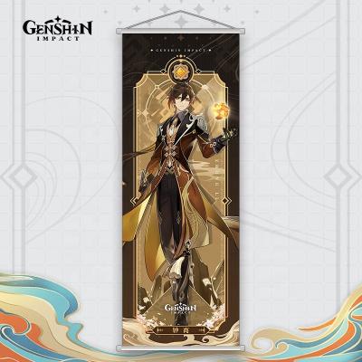 China Modern Anime Hanging Scroll 75*20cm Canvas Wall Art Banner Poster Anime Peripheral Fabric Painting Genshin Impac for sale