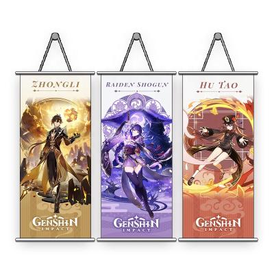 China Custom Wholesale Original Modern Poster Scroll Original Wall Scroll Character God Game Cartoon Animation Factory Hanging Painting for sale