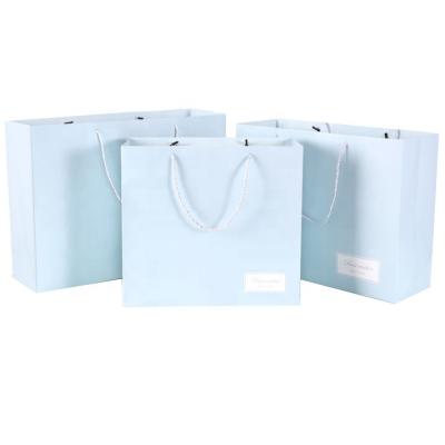 China Wholesale OEM Party Gift Decorative Blue Recyclable Lovely Paper Bags For Clothes for sale