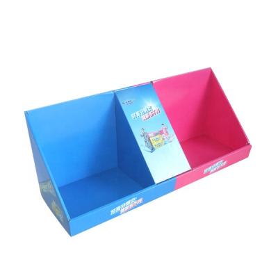 China Corrugated paper cardboard made 2 column folding table top counter display box for book/magazine/pamphlet stand and holder for sale