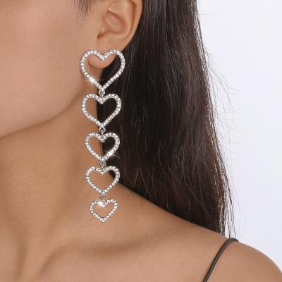 China BOHEMIA wedding jewelry gift heart gold romantic rhinestone dangle earrings for shaping jewelry wholesale earrings for sale