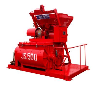 China Plant Mixer 0.3m3 300 Liter Mobile Machinery Repair Shops js500 Twin Shaft Concrete Batching Mixer for sale