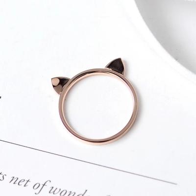 China FASHIONABLE 18K Gold Plated Cat Ear Finger Ring For Woman Man Wedding Lovers Ring 316 Titanium Steel Jewelry Gift for sale