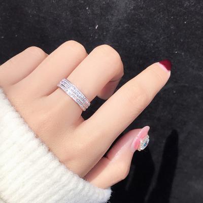 China FASHIONABLE Stunning Quality Full Stainless Steel Diamond Ring For Ladies Engagement Couples Three Layers for sale