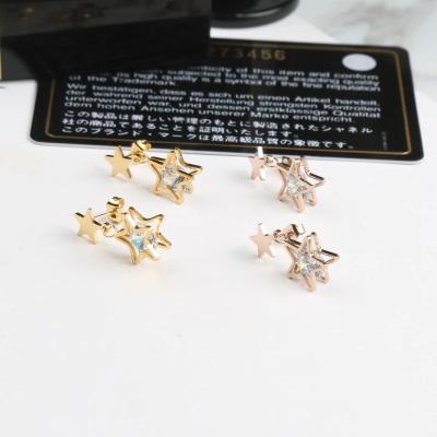 China TRENDY Modern 18k Gold Star Stud Earring For Woman Rose Gold Zircon Stainless Steel Never Fade High Polish Earring Factory Wholesale for sale