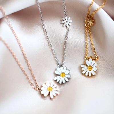 China FASHIONABLE Personality Clavicle Stainless Steel Jewelry Designer Women Flower Pendants Long Chain Necklace for sale