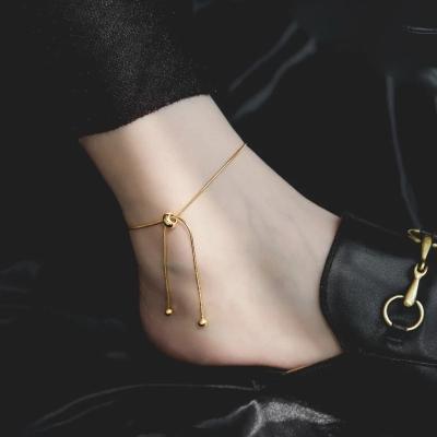 China FASHIONABLE anklet chain jewelry high quality gold plated stainless steel snake chain adjustable anklet for sale